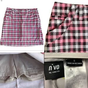 NVO Women's Golf Skort/Skirt/ Shorts. Plaid Pink‎ And gray multi Size 8